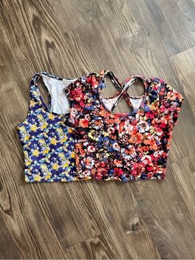 Lot of 2 Stretchy Floral Crop Tops - Y2K, Indie Sleaze, Bodycon - Size M